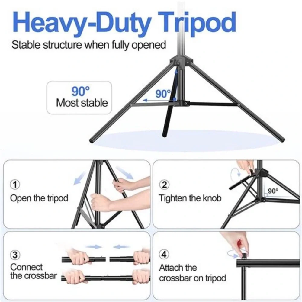 10’ Adjustable Photo Backdrop Stand 3 Cross Bar Photography Support System